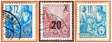 Deutsche Demokratische Republik (020b) - drei gestempelte Briefmarken verschiedene Werte