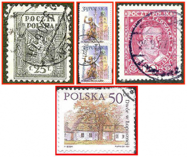 Polen (042a) - fünf gestempelte Briefmarken verschiedene Werte - Poczta Polska