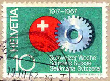 058 Schweiz - Helvetia - Wert 10 - Schweizer Woche 1917-1967