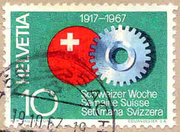 058 Schweiz - Helvetia - Wert 10 - Schweizer Woche 1917-1967