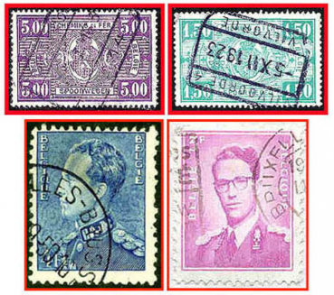 Belgien (061a) - vier gestempelte Briefmarken verschiedene Werte - Belgie Postes, Belgique Posterijen