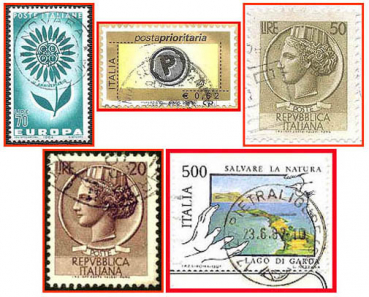 Italien (066a) - fünf gestempelte Briefmarken verschiedene Werte - Poste Italiane