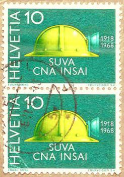 092 Schweiz - Helvetia - Wert 10 - Suva Cna Insai 1918-1968