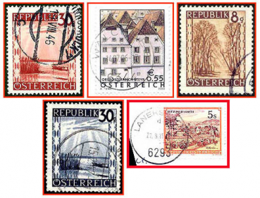 Österreich (112a) - fünf gestempelte Briefmarken verschiedene Werte - Republik Österreich