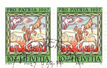 096 Schweiz - Helvetia - Wert 10+10 - PRO PATRIA 1967