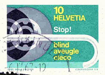 061 Schweiz - Helvetia - Wert 10 - Stop !, blind, aveugle, cieco