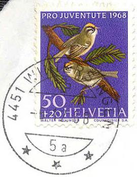 001 Schweiz - Helvetia - Wert 50+20 - Pro Juventute 1968