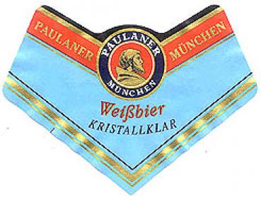 Bierflaschen Etiketten - Paulaner Weißbier Kristallklar