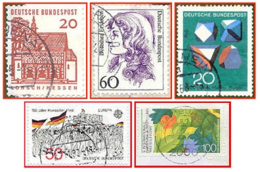 Deutsche Bundespost (427) - fünf gestempelte Briefmarken verschiedene Werte