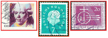 Deutsche Bundespost (435b) - drei gestempelte Briefmarken verschiedene Werte