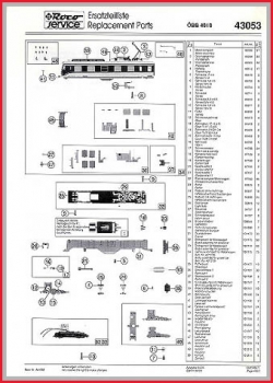 Roco H0 Ersatzteile-Liste (2) - für elektrischen Triebwagenzug 43053 - Baureihen 4010 der ÖBB