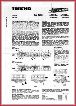 Trix H0 Betriebsanleitung (2) - für Adlerzug 1200 und 1300