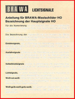 Brawa Anleitung (2) - für Mastschilder H0 - Bezeichnung der Hauptsignale H0