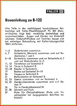 Faller H0 Teile-Kurzbeschreibung (2.2) - für Stellwerk B-122 - Bausatz