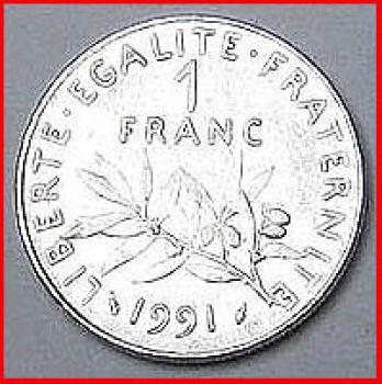 Französische Münze - 1 Franc - 1991