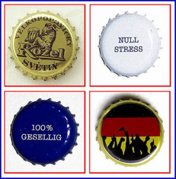 Vier Stück Kronkorken (80) verschiedener Marken - Kozel Svetly Czech Pilsner, Oettinger Pils, Oettinger Pils und Oettinger Pils