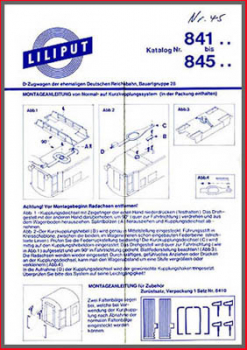 Liliput H0 Montageanleitung (3) - für D-Zugwagen 841... bis 845... - Original