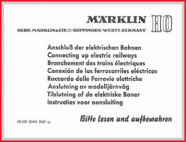 Märklin H0 Anschlußanleitung der elektrischen Bahnen