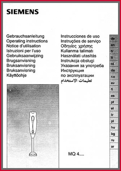 Siemens Gebrauchsanleitung - für Universalzerkleinerer MQ 4.... - Original