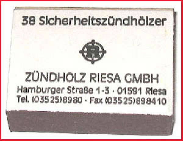 Zündholzschachtel - Riesaer Zündwaren