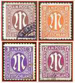 AM Post Deutschland (010) - fünf gestempelte Briefmarken verschiedene Werte