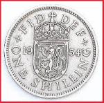 Englische Münze - one Shilling - 1954