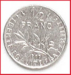 Französische Münze - 1/2 Franc - 1977