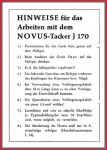 Novus Verwendungsrichtlinien - für Supertacker J-170 electronic - Original