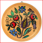 Wandteller (7) - Wandschmuck aus Holz mit Blumenmuster